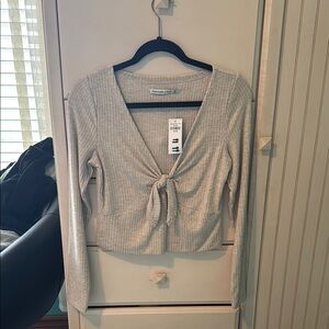 Women's Ribbed Tie-Front Top
